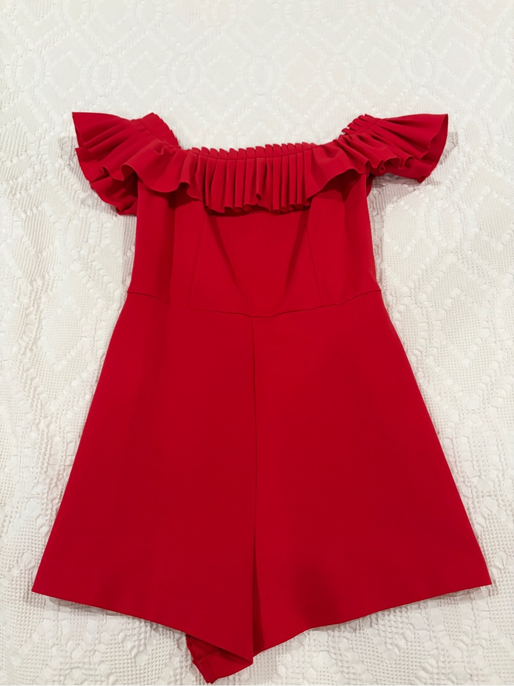 Urban Outfitters Red Off-Shoulder Ruffle Romper Dress